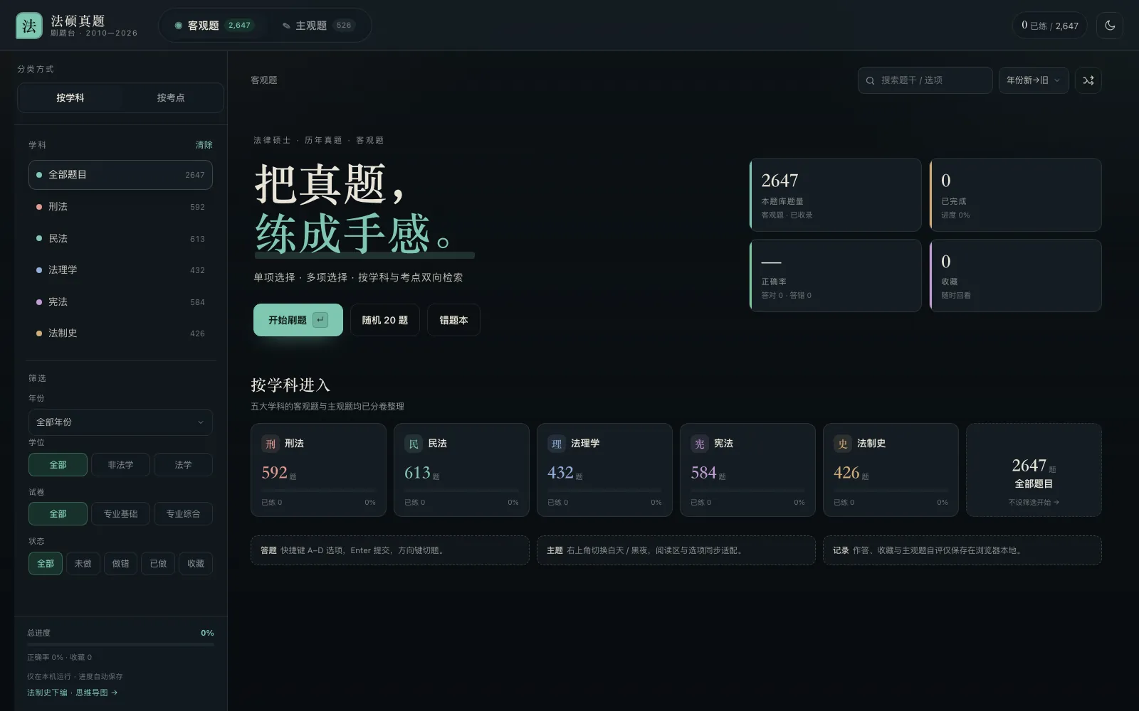 法硕真题刷题台答题界面